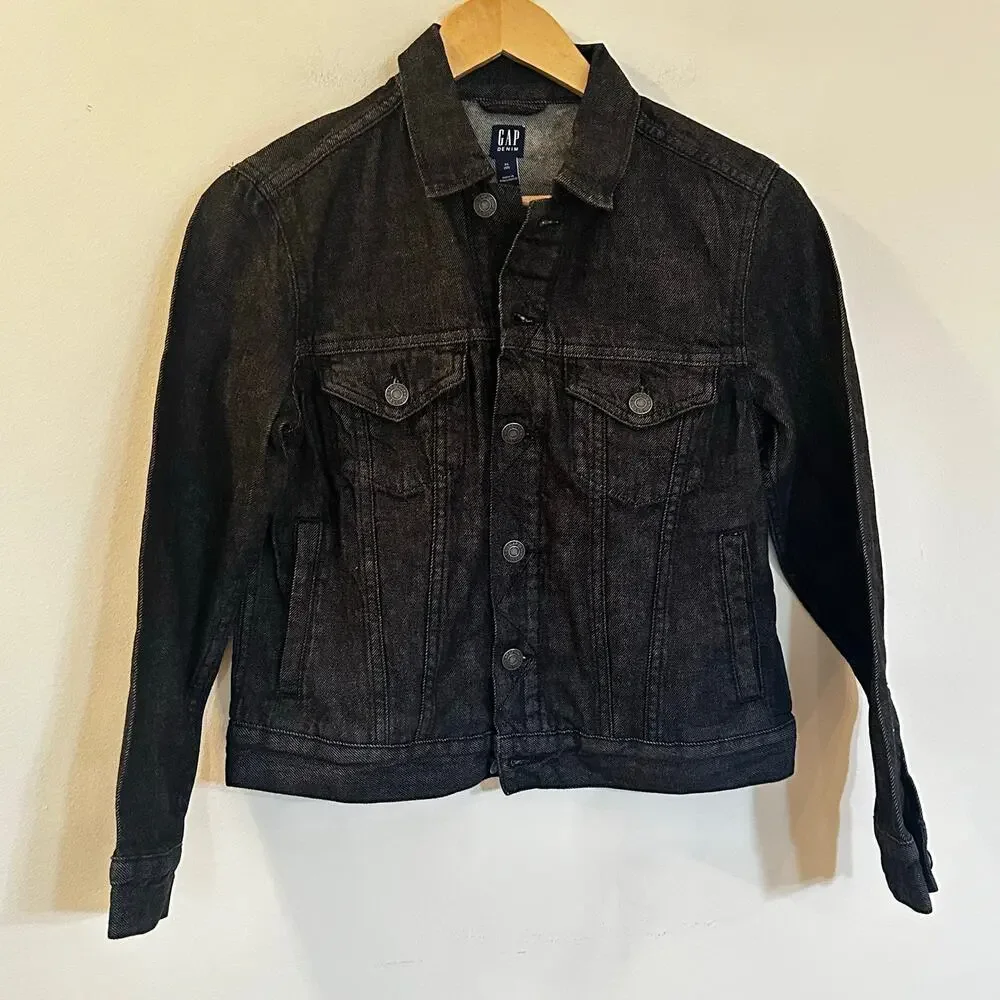 NEW Gap Gender Neutral Black Denim Jacket sz XL (12) Kids Denim Jacket